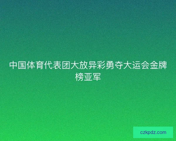 中国体育代表团大放异彩勇夺大运会金牌榜亚军
