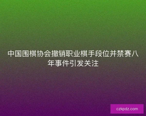 中国围棋协会撤销职业棋手段位并禁赛八年事件引发关注