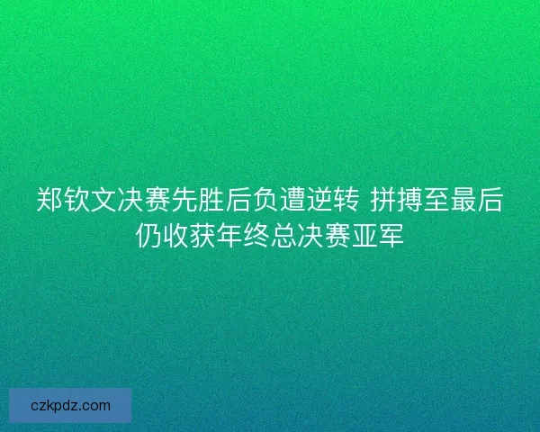 郑钦文决赛先胜后负遭逆转 拼搏至最后仍收获年终总决赛亚军