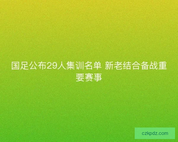 国足公布29人集训名单 新老结合备战重要赛事